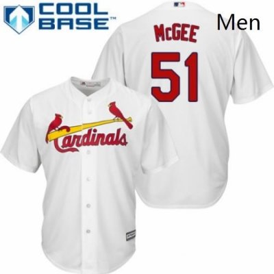 Mens Majestic St Louis Cardinals 51 Willie McGee Replica White Home Cool Base MLB Jersey