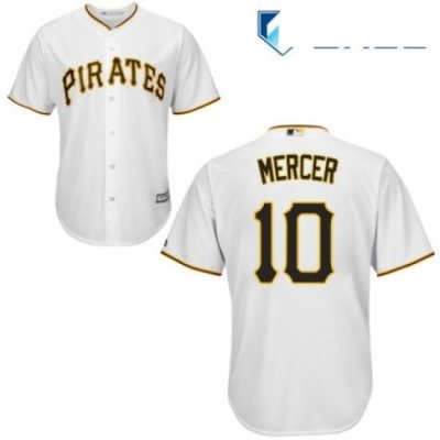 Youth Majestic Pittsburgh Pirates 10 Jordy Mercer Replica White Home Cool Base MLB Jersey