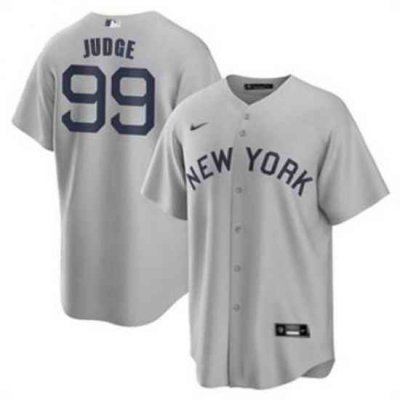 Men Nike New York Yankees 99 Aaron Judge Gray Cooperstown Collection Home Stitched Baseball Jersey