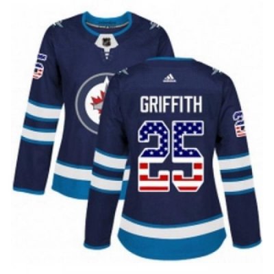 Womens Adidas Winnipeg Jets 25 Seth Griffith Authentic Navy Blue USA Flag Fashion NHL Jersey