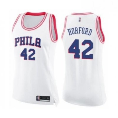 Womens Philadelphia 76ers 42 Al Horford Swingman White Pink Fashion Basketball Jersey