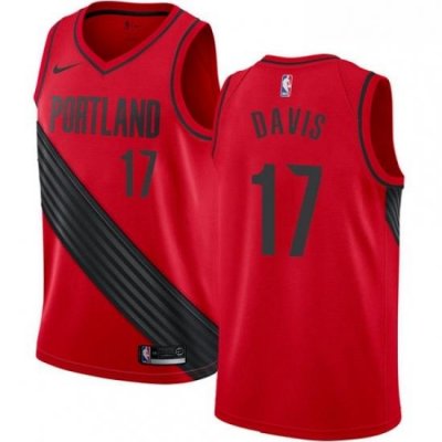 Mens Nike Portland Trail Blazers 17 Ed Davis Swingman Red Alternate NBA Jersey Statement Edition