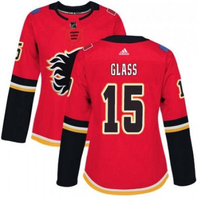 Womens Adidas Calgary Flames 15 Tanner Glass Premier Red Home NHL Jersey