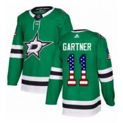 Youth Adidas Dallas Stars 11 Mike Gartner Authentic Green USA Flag Fashion NHL Jersey