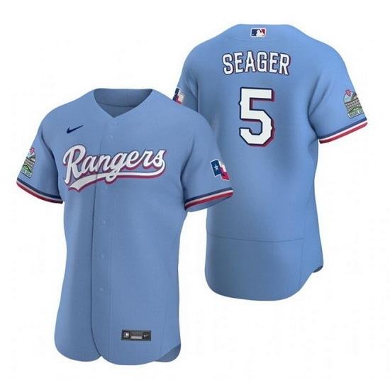 Men Texas Rangers 5 Corey Seager Light Blue Flex Base Stitched jersey