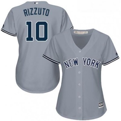 Womens Majestic New York Yankees 10 Phil Rizzuto Replica Grey Road MLB Jersey