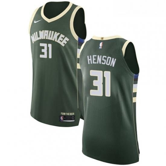 Youth Nike Milwaukee Bucks 31 John Henson Authentic Green Road NBA Jersey Icon Edition