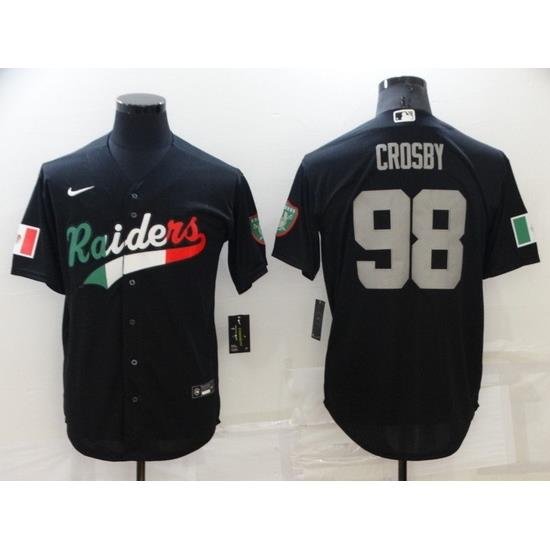 Men Las Vegas Raiders 98 Maxx Crosby Black Mexico Stitched Jerse