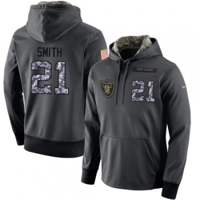 NFL Nike Oakland Raiders 21 Sean Smith Stitched Black Anthracite Salute to Service Player Performance Hoodie