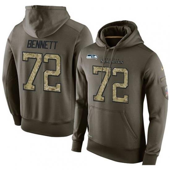 NFL Nike Seattle Seahawks 72 Michael Bennett Green Salute To Service Mens Pullover Hoodie