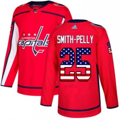 Youth Adidas Washington Capitals 25 Devante Smith Pelly Authentic Red USA Flag Fashion NHL Jersey