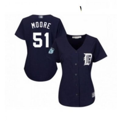 Womens Detroit Tigers 51 Matt Moore Replica Navy Blue Alternate Cool Base Baseball Jersey