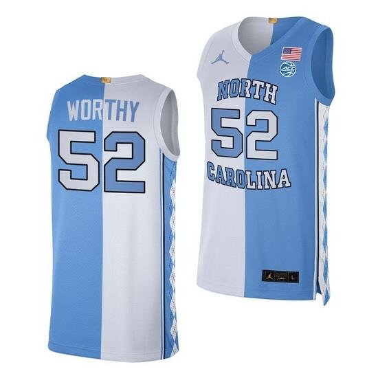 North Carolina Tar Heels James Worthy 2021 Blue White Split Edition Special Jersey