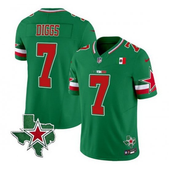 Men Dallas Cowboys 7 Trevon Diggs 2024 Mexico Green F U S E  Stitched Football Jersey