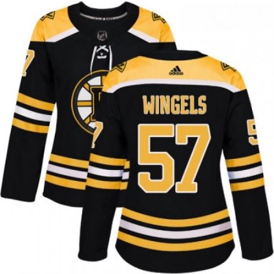 Womens Adidas Boston Bruins 57 Tommy Wingels Authentic Black Home NHL Jersey