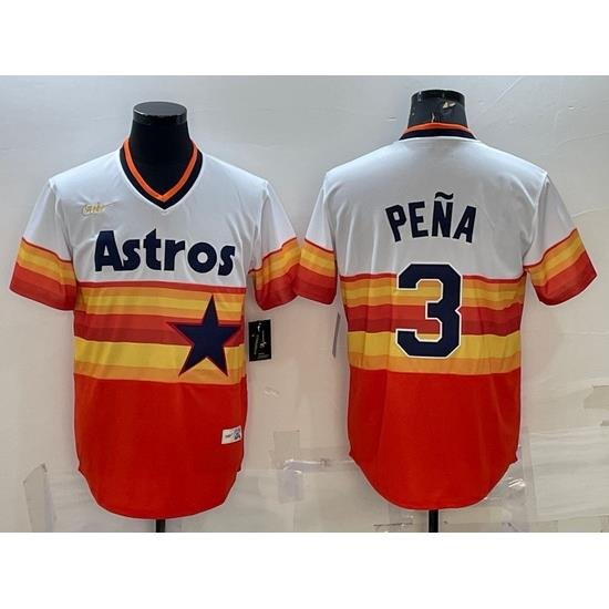 Men Houston Astros 3 Jeremy Pena Orange RainboW Cool Base Stitched Jersey