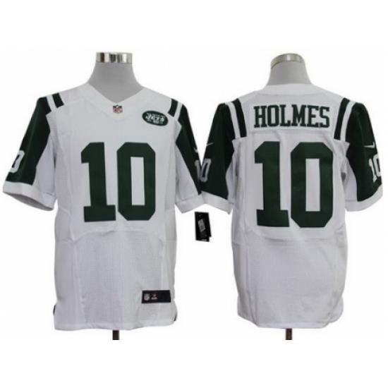 Nike New York Jets 10 Santonio Holmes White Elite NFL Jersey