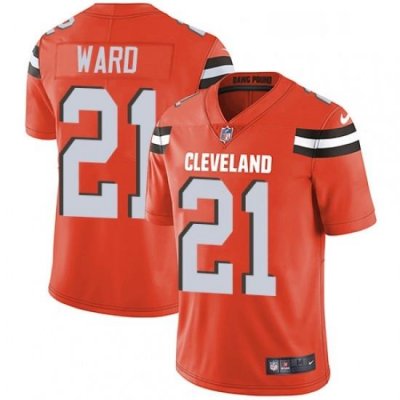 Mens Nike Cleveland BroWns 21 Denzel Ward Orange Alternate Vapor Untouchable Limited Player NFL Jersey