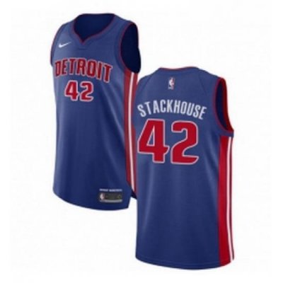 Youth Nike Detroit Pistons 42 Jerry Stackhouse Authentic Royal Blue Road NBA Jersey Icon Edition