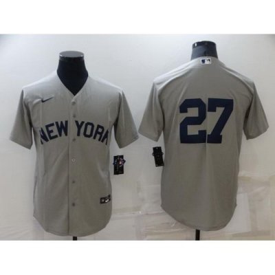 Men NeW York Yankees 27 Giancarlo Stanton 2021 Grey Field Of Dreams Cool Base Stitched Baseball jersey