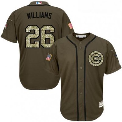 Youth Majestic Chicago Cubs 26 Billy Williams Replica Green Salute to Service MLB Jersey