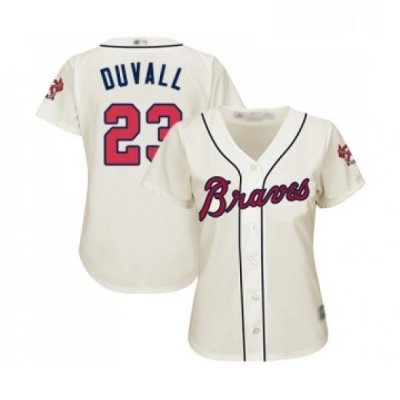 Womens Atlanta Braves 23 Adam Duvall Replica Cream Alternate 2 Cool Base Baseball Jersey