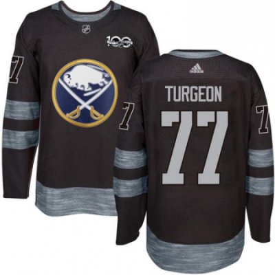 Mens Adidas Buffalo Sabres 77 Pierre Turgeon Premier Black 1917 2017 100th Anniversary NHL Jersey