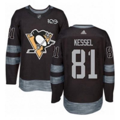 Mens Adidas Pittsburgh Penguins 81 Phil Kessel Authentic Black 1917 2017 100th Anniversary NHL Jersey