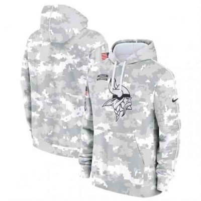 Youth Minnesota Vikings 2024 White Gray Salute To Service Pullover Hoodie