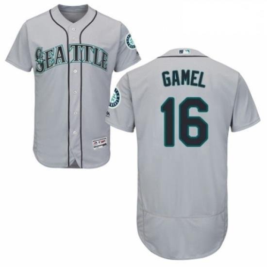 Mens Majestic Seattle Mariners 16 Ben Gamel Grey Road Flex Base Authentic Collection MLB Jersey