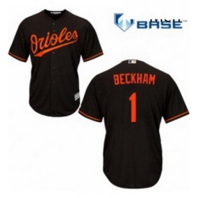 Mens Majestic Baltimore Orioles 1 Tim Beckham Replica Black Alternate Cool Base MLB Jersey