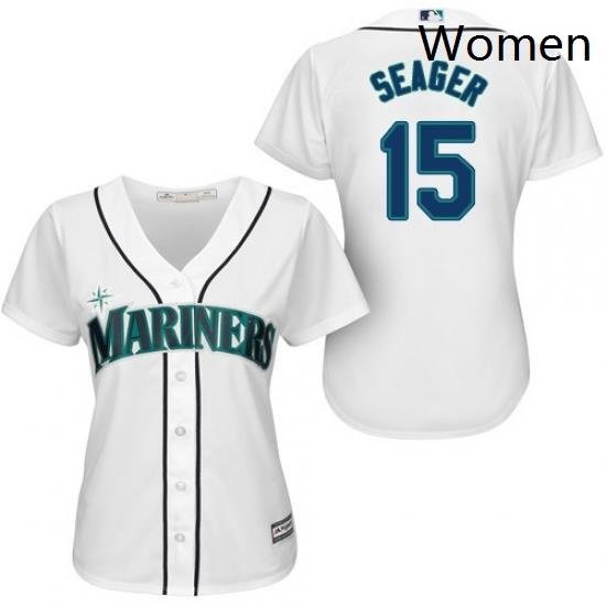 Womens Majestic Seattle Mariners 15 Kyle Seager Authentic White Home Cool Base MLB Jersey