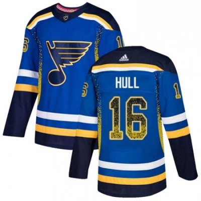 Mens Adidas St Louis Blues 16 Brett Hull Authentic Blue Drift Fashion NHL Jersey