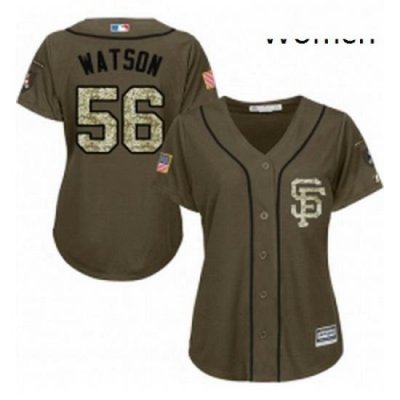 Womens Majestic San Francisco Giants 56 Tony Watson Replica Green Salute to Service MLB Jersey