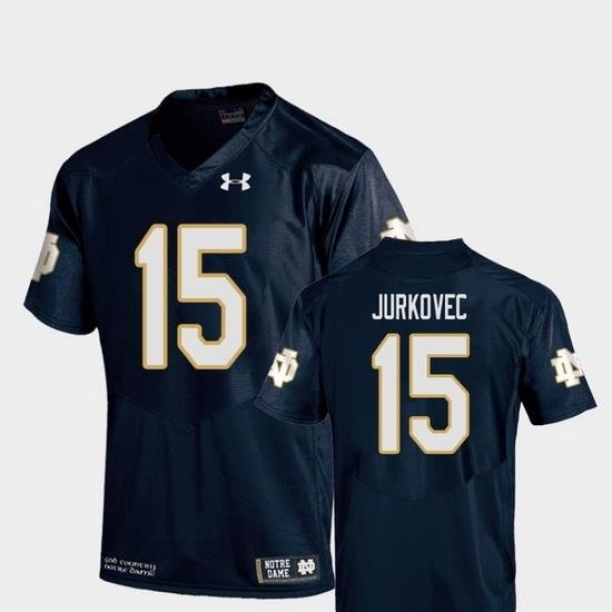 Men Notre Dame Fighting Irish Phil Jurkovec 15 Navy College Football Replica Jersey