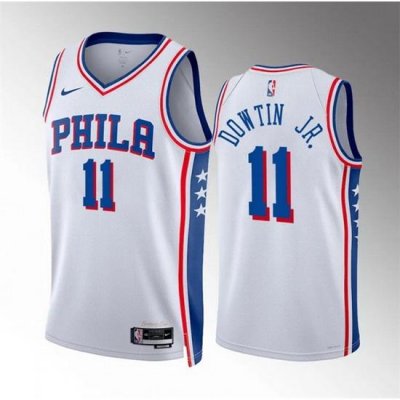 Men Philadelphia 76ers 11 Jeff Dowtin Jr White Association Edition Stitched Jersey