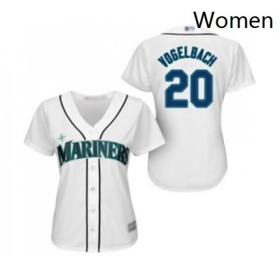 Womens Seattle Mariners 20 Dan Vogelbach Replica White Home Cool Base Baseball Jersey