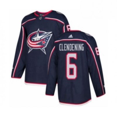 Mens Adidas Columbus Blue Jackets 6 Adam Clendening Premier Navy Blue Home NHL Jersey