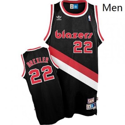 Mens Adidas Portland Trail Blazers 22 Clyde Drexler Swingman Black Throwback NBA Jersey