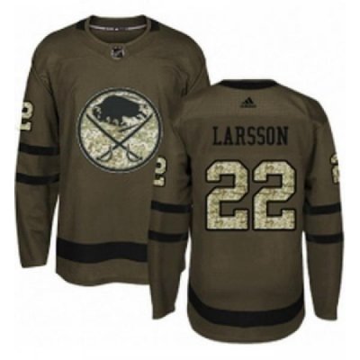 Youth Adidas Buffalo Sabres 22 Johan Larsson Authentic Green Salute to Service NHL Jersey