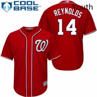 Youth Majestic Washington Nationals 14 Mark Reynolds Authentic Red Alternate 1 Cool Base MLB Jersey