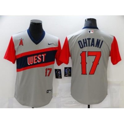 Men's Los Angeles Angels #17 Shohei Ohtani Gray ThroWback Baseball Jersey