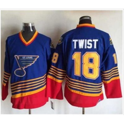 St.Louis Blues #18 Tony Twist Light Blue Red CCM Throwback Stitched NHL Jersey