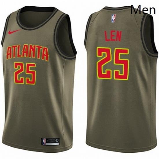 Mens Nike Atlanta Hawks 25 Alex Len Swingman Green Salute to Service NBA Jersey