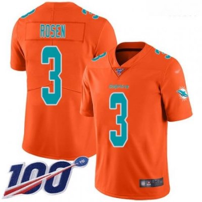 Dolphins 3 Josh Rosen Orange Men Stitched Football Limited Inverted Legend 100th Season Jersey