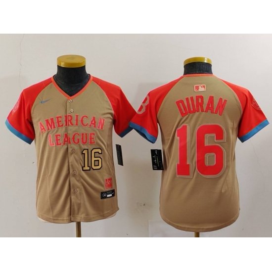 Youth American League 16 Jarren Duran Cream 2024 All Star Limited Stitched Jersey 1