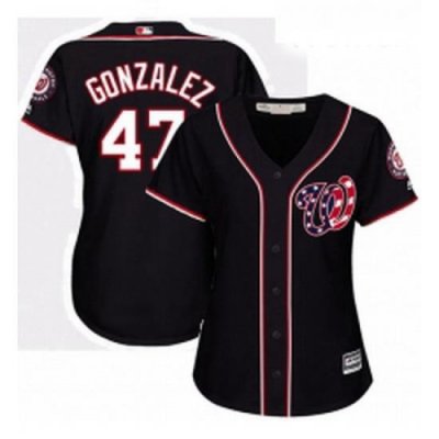 Womens Majestic Washington Nationals 47 Gio Gonzalez Authentic Navy Blue Alternate 2 Cool Base MLB Jersey