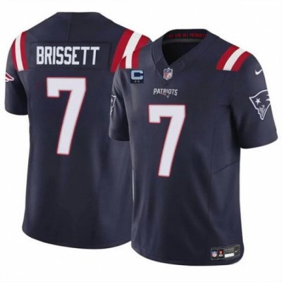 Nen New England Patriots 7 Jacoby Brissett Navy F U S E  With 2 Star C Patch Vapor Limited Stitched Football Jersey