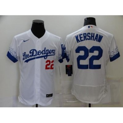 Men's Nike Los Angeles Dodgers #22 Clayton KershaW White Elite City Player Jersey