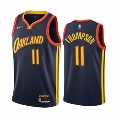 Men Nike Golden State Warriors 11 Klay Thompson Navy NBA Swingman 2020 21 City Edition Jersey